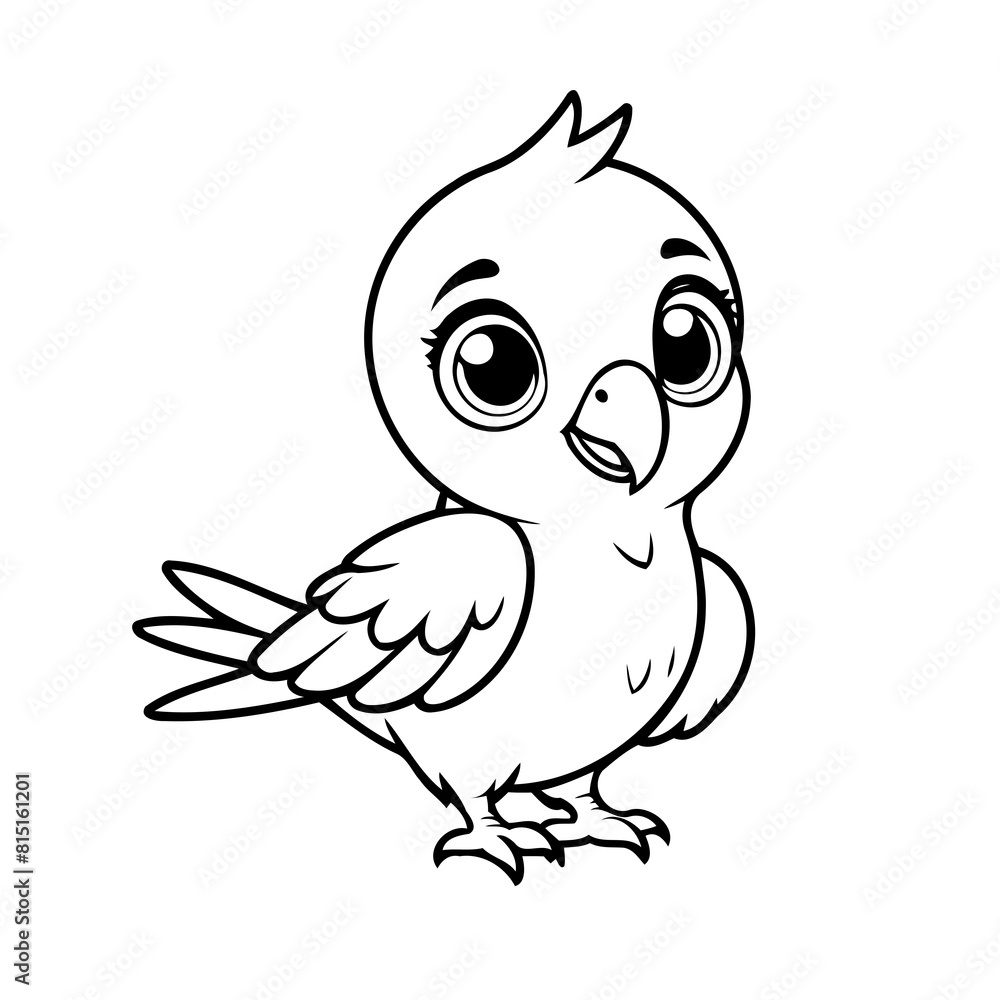 Simple vector illustration of Parrot hand drawn for kids page Simple vector illustration of Parrot hand drawn for kids page