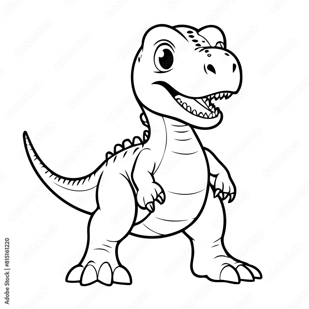 Vector illustration of a cute Allosaurus drawing for toddlers colouring page Vector illustration of a cute Allosaurus drawing for toddlers colouring page