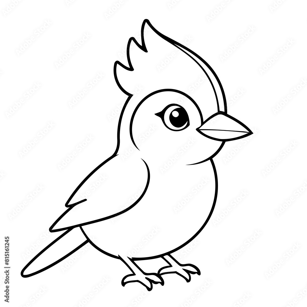 Fototapeta premium Cute vector illustration BlueJay doodle for kids coloring worksheet