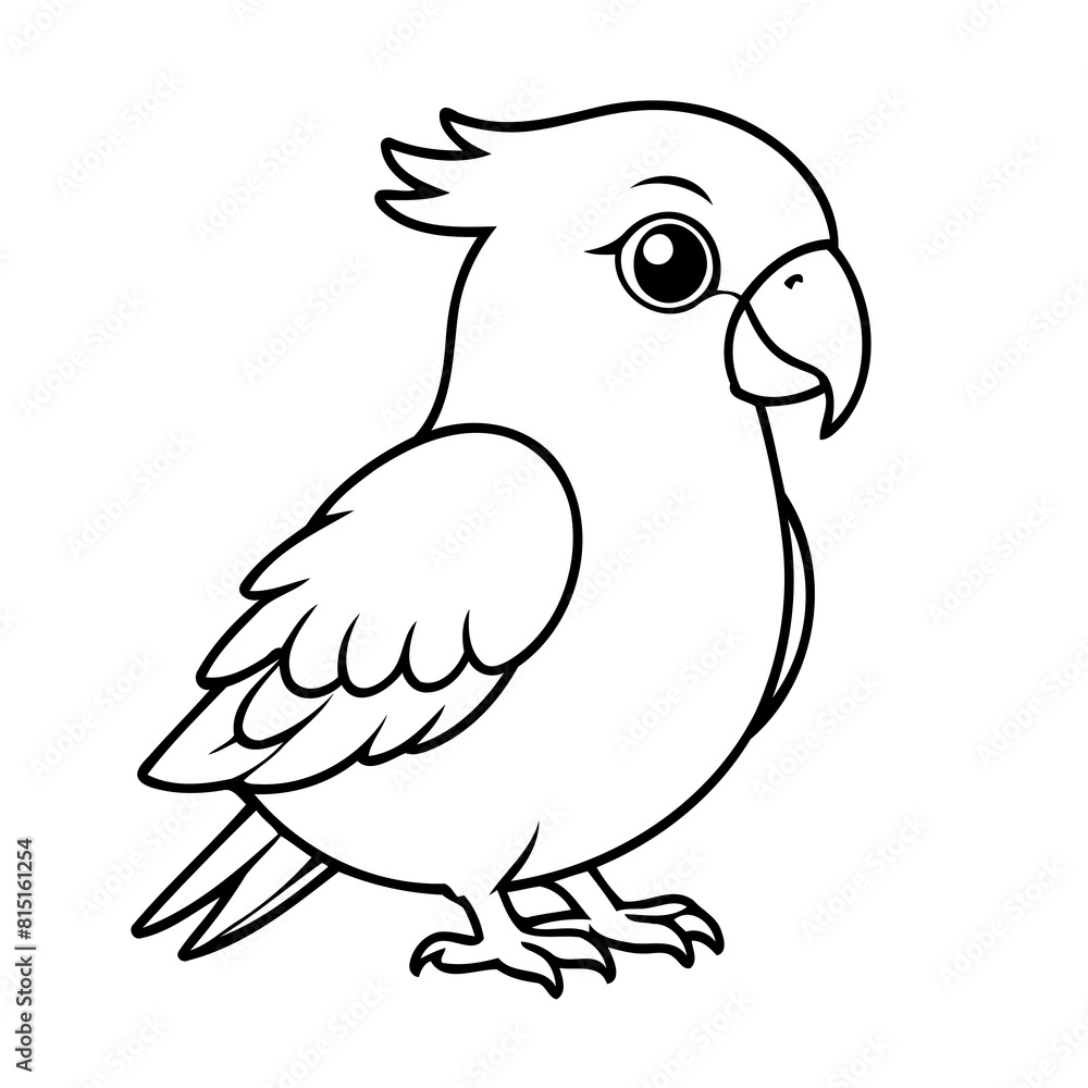 Vector illustration of a cute Parrot doodle drawing for kids page Vector illustration of a cute Parrot doodle drawing for kids page