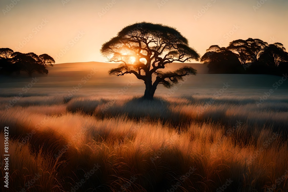 Obraz premium sunset over the river