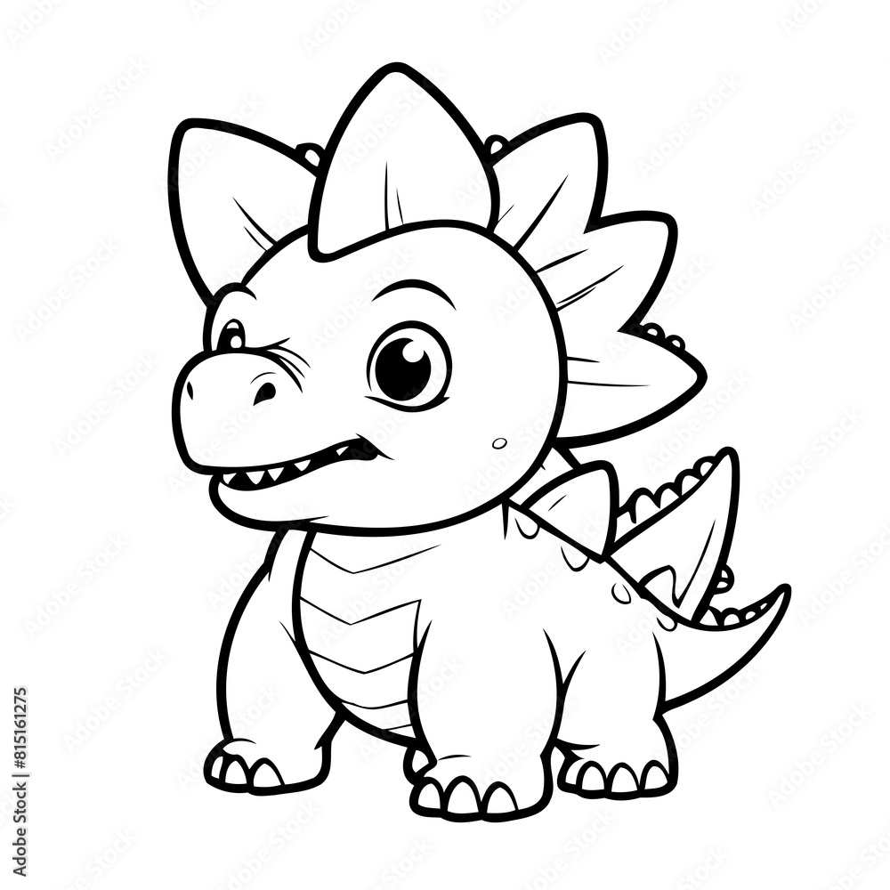 Simple vector illustration of Stegosaurus drawing for kids page Simple vector illustration of Stegosaurus drawing for kids page