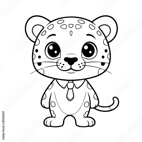 Cute vector illustration Jaguar drawing for toddlers colouring page