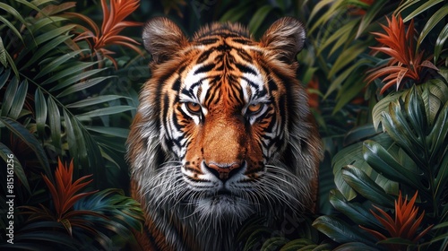 3d Tiger illustration background wallpaper colorful