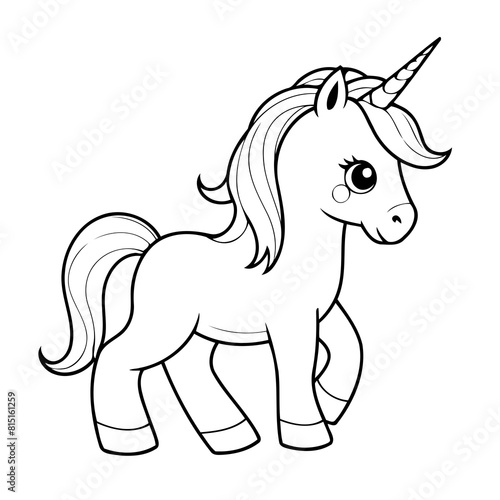 Simple vector illustration of Unicorn for children colouring activity