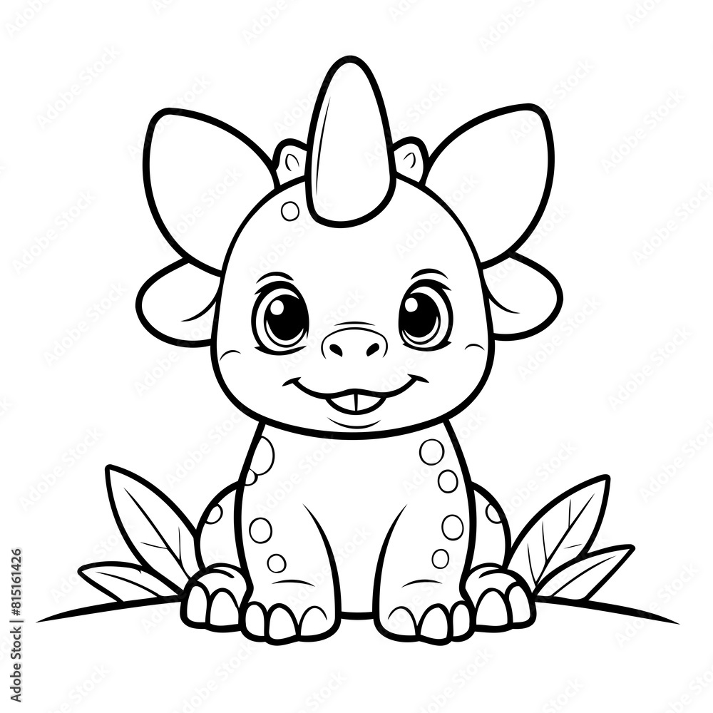 Cute vector illustration Triceratops drawing for children page Cute vector illustration Triceratops drawing for children page