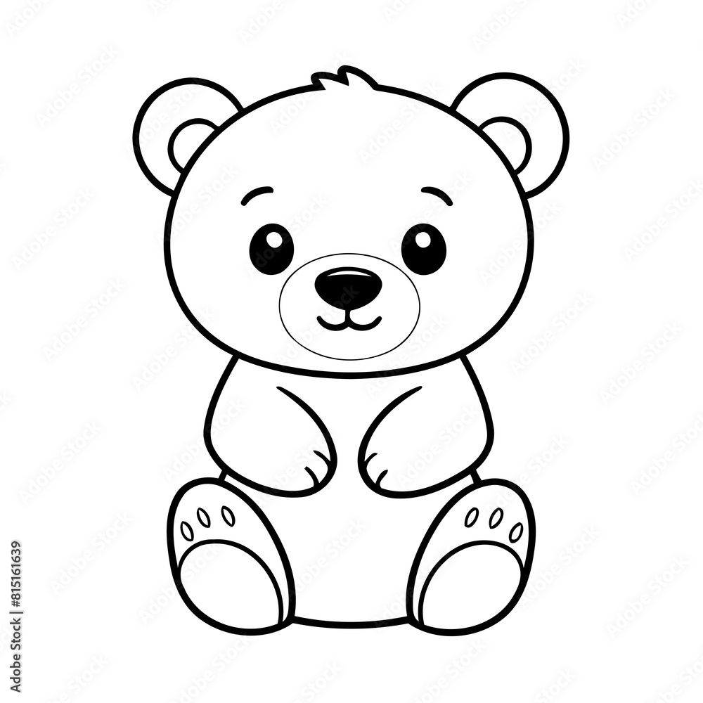 Simple vector illustration of Bear for children colouring activity Simple vector illustration of Bear for children colouring activity