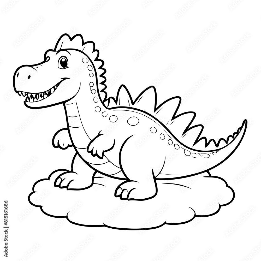 Vector illustration of a cute Spinosaurus doodle drawing for kids page Vector illustration of a cute Spinosaurus doodle drawing for kids page