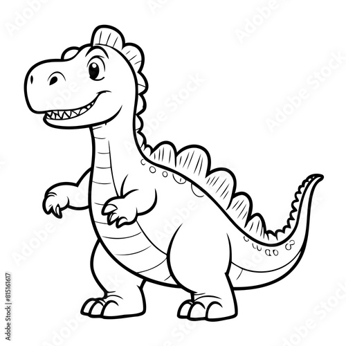 Vector illustration of a cute Spinosaurus doodle for toddlers worksheet © meastudios