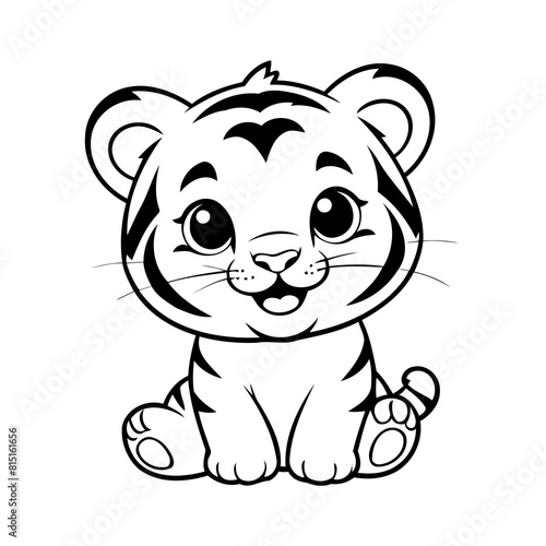 Cute vector illustration Tiger for kids colouring page