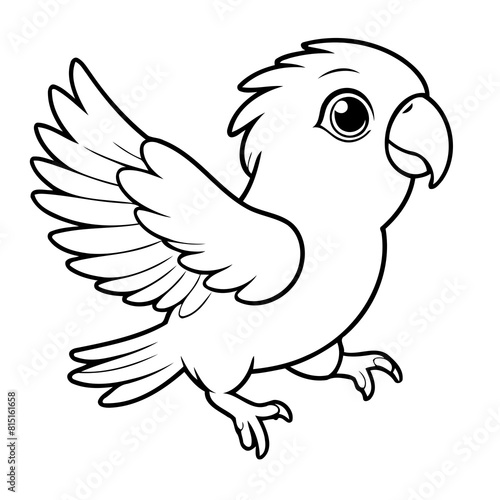Vector illustration of a cute Macaw drawing for toddlers coloring activity