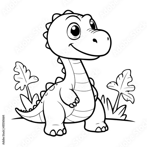 Simple vector illustration of Diplodocus for kids coloring page