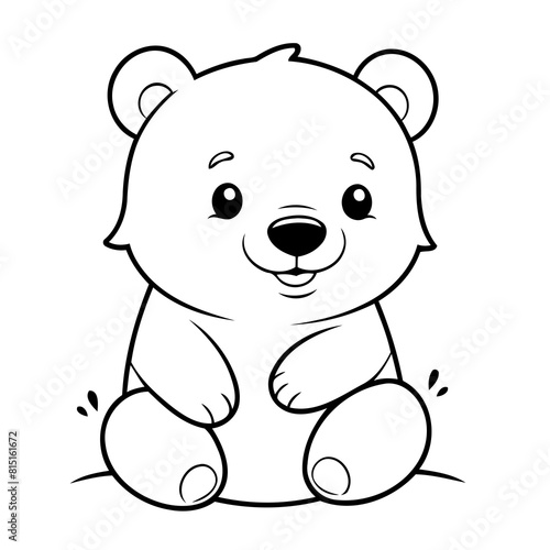 Cute vector illustration Bear drawing for colouring page