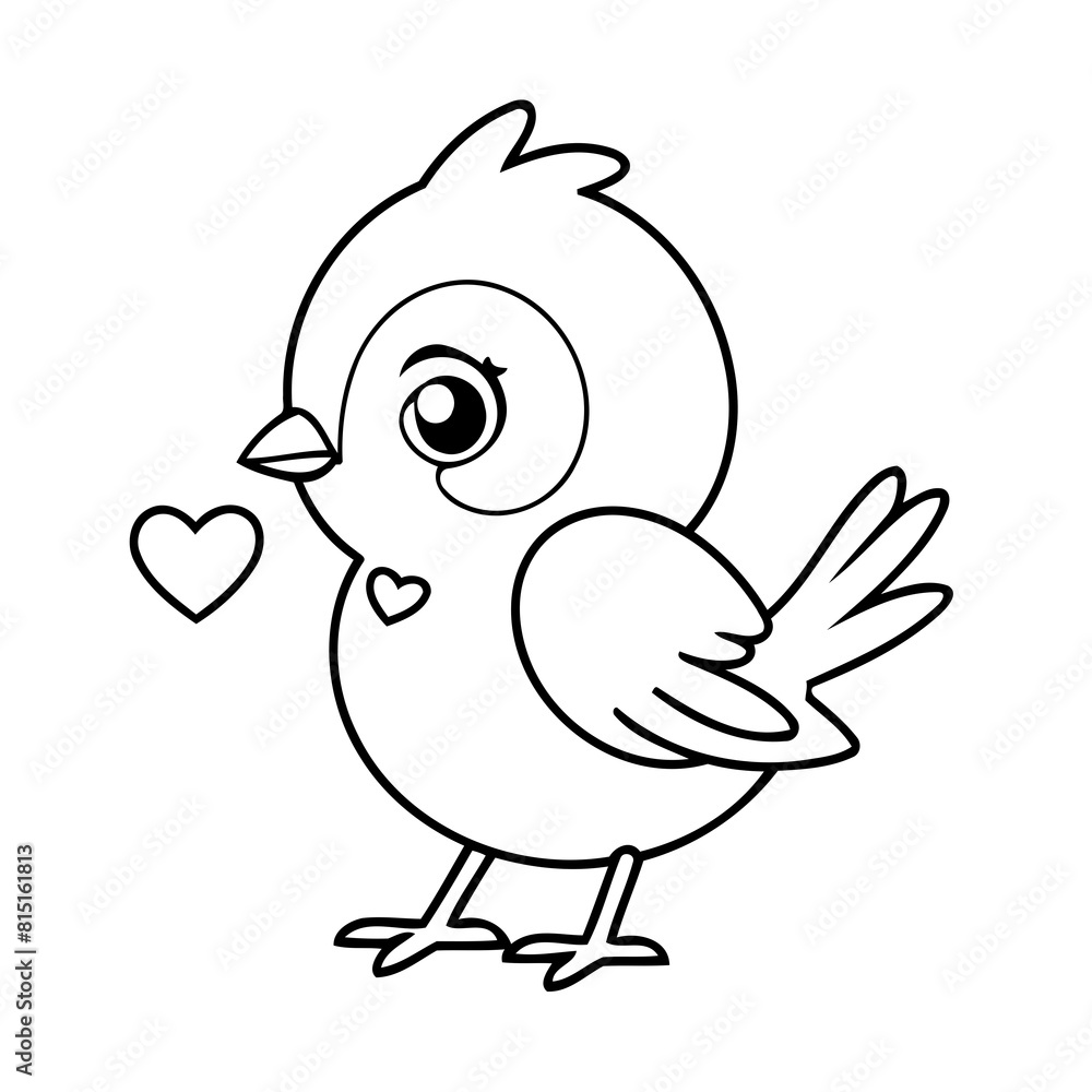 Vector illustration of a cute Sparrow drawing for kids page