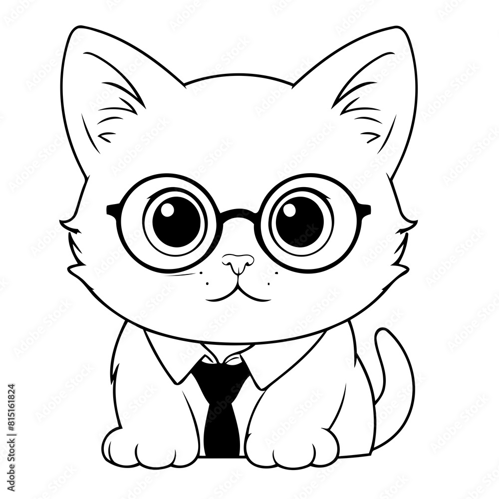 Vector illustration of a cute Kitten drawing for toddlers coloring activity Vector illustration of a cute Kitten drawing for toddlers coloring activity