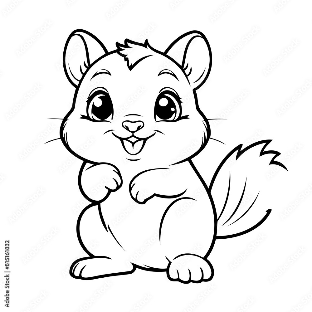 Simple vector illustration of Chipmunk drawing for toddlers colouring page Simple vector illustration of Chipmunk drawing for toddlers colouring page