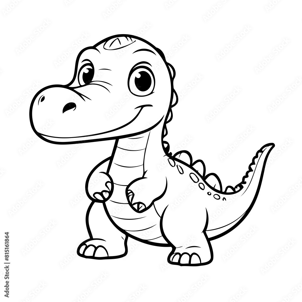 Naklejka premium Vector illustration of a cute Diplodocus doodle for kids colouring page