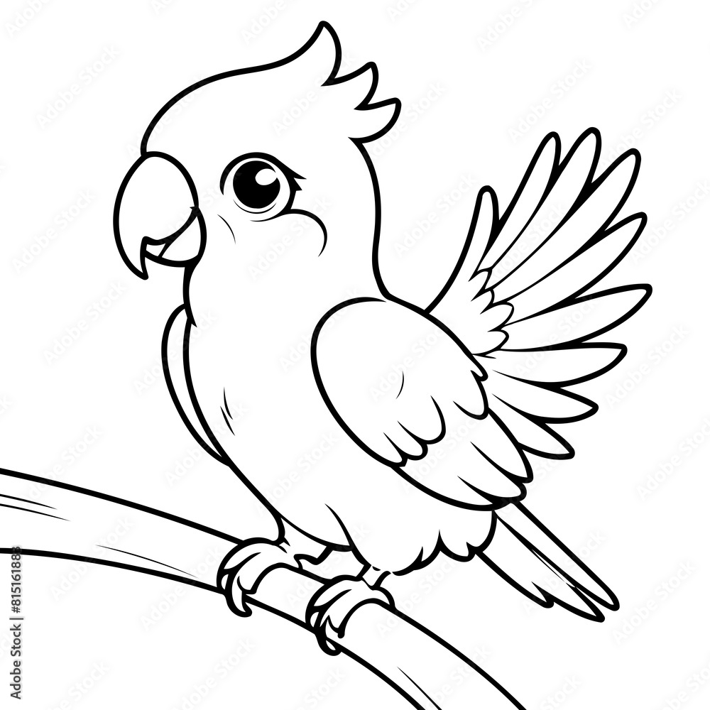 Vector illustration of a cute Macaw doodle colouring activity for kids
