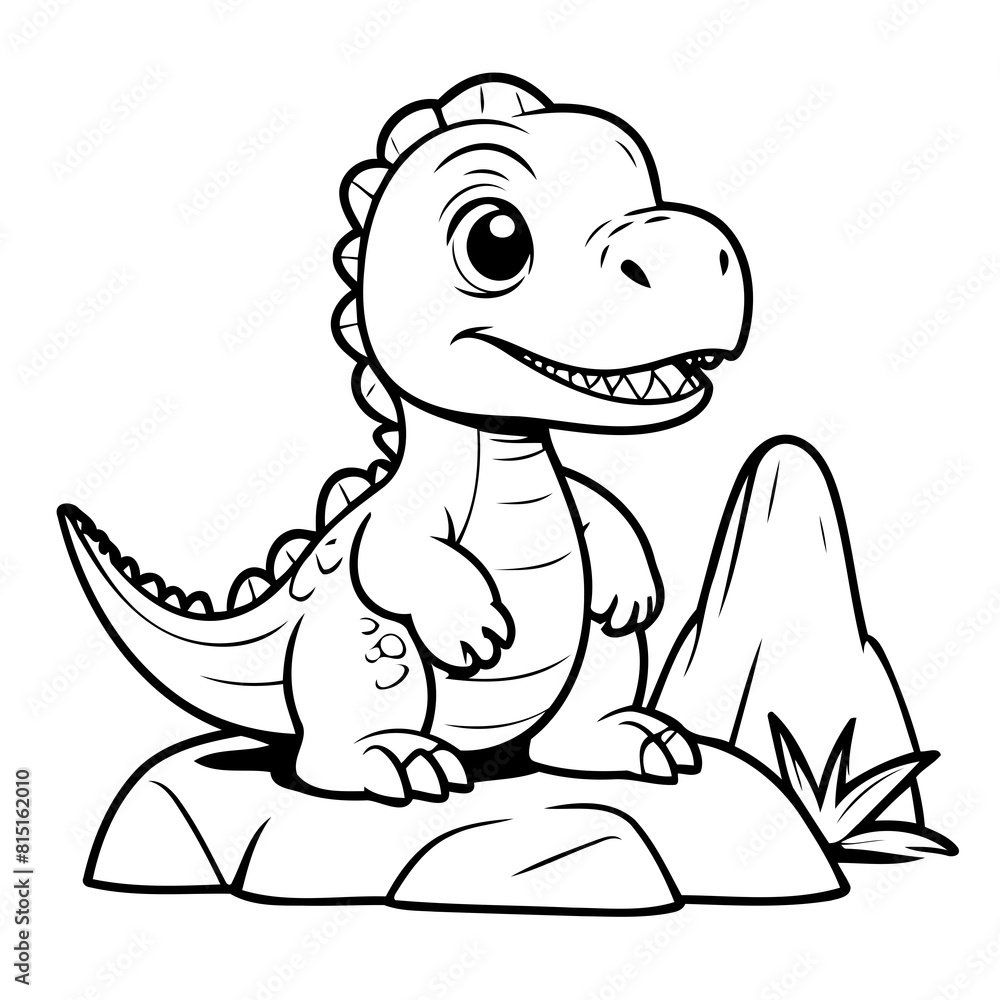 Vector illustration of a cute Allosaurus doodle for kids colouring page Vector illustration of a cute Allosaurus doodle for kids colouring page