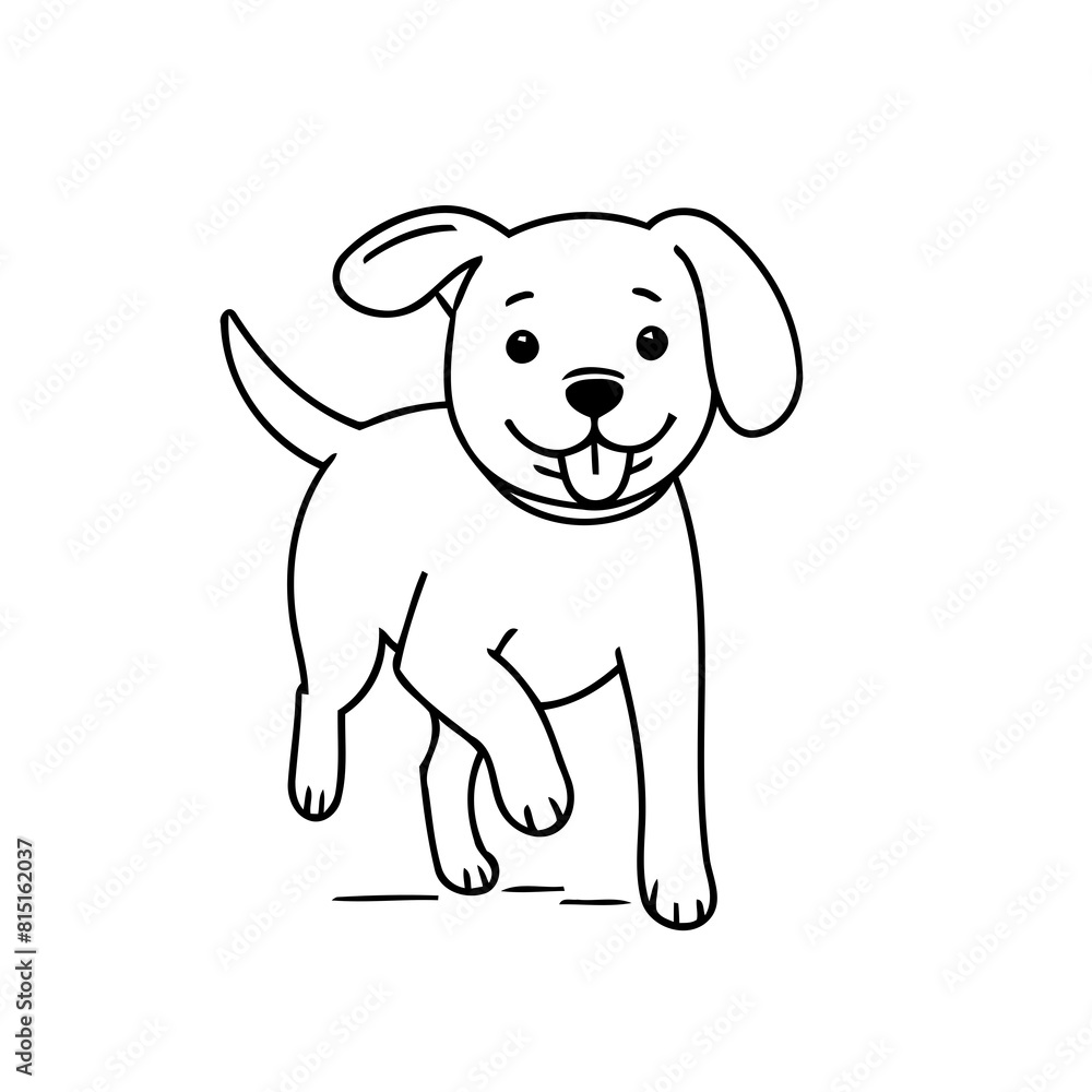 Fototapeta premium Cute vector illustration Dog for kids colouring worksheet