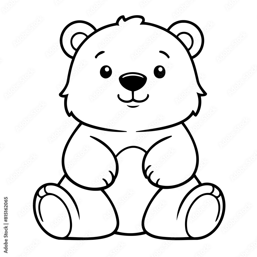 Naklejka premium Vector illustration of a cute Bear doodle for toddlers coloring activity