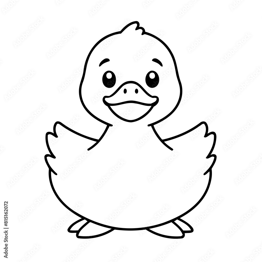 Vector illustration of a cute Duck doodle for kids coloring worksheet Vector illustration of a cute Duck doodle for kids coloring worksheet