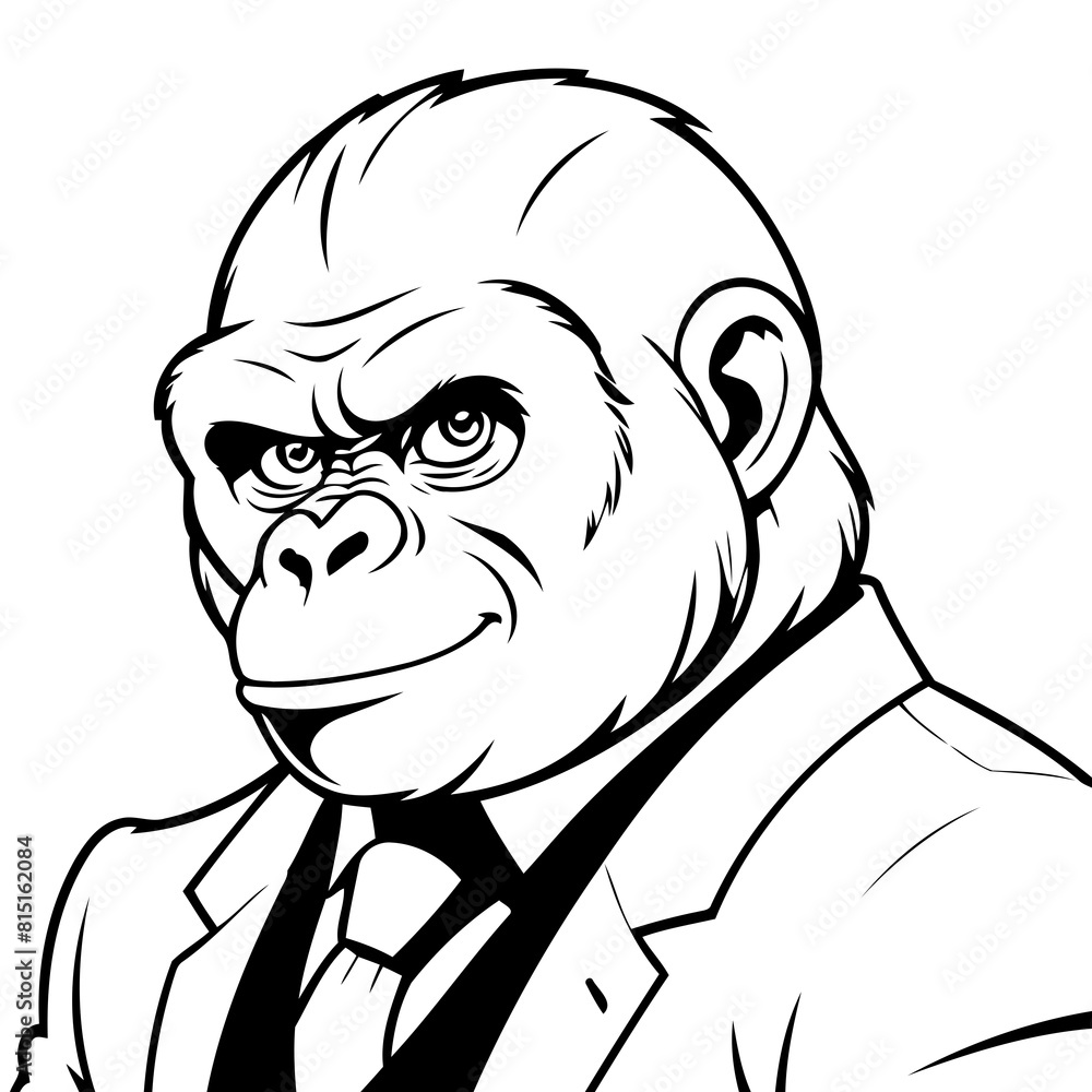Cute vector illustration Gorilla drawing for children page Cute vector illustration Gorilla drawing for children page
