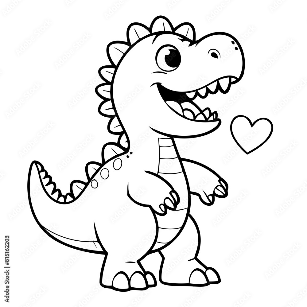 Fototapeta premium Cute vector illustration Spinosaurus for toddlers colouring page