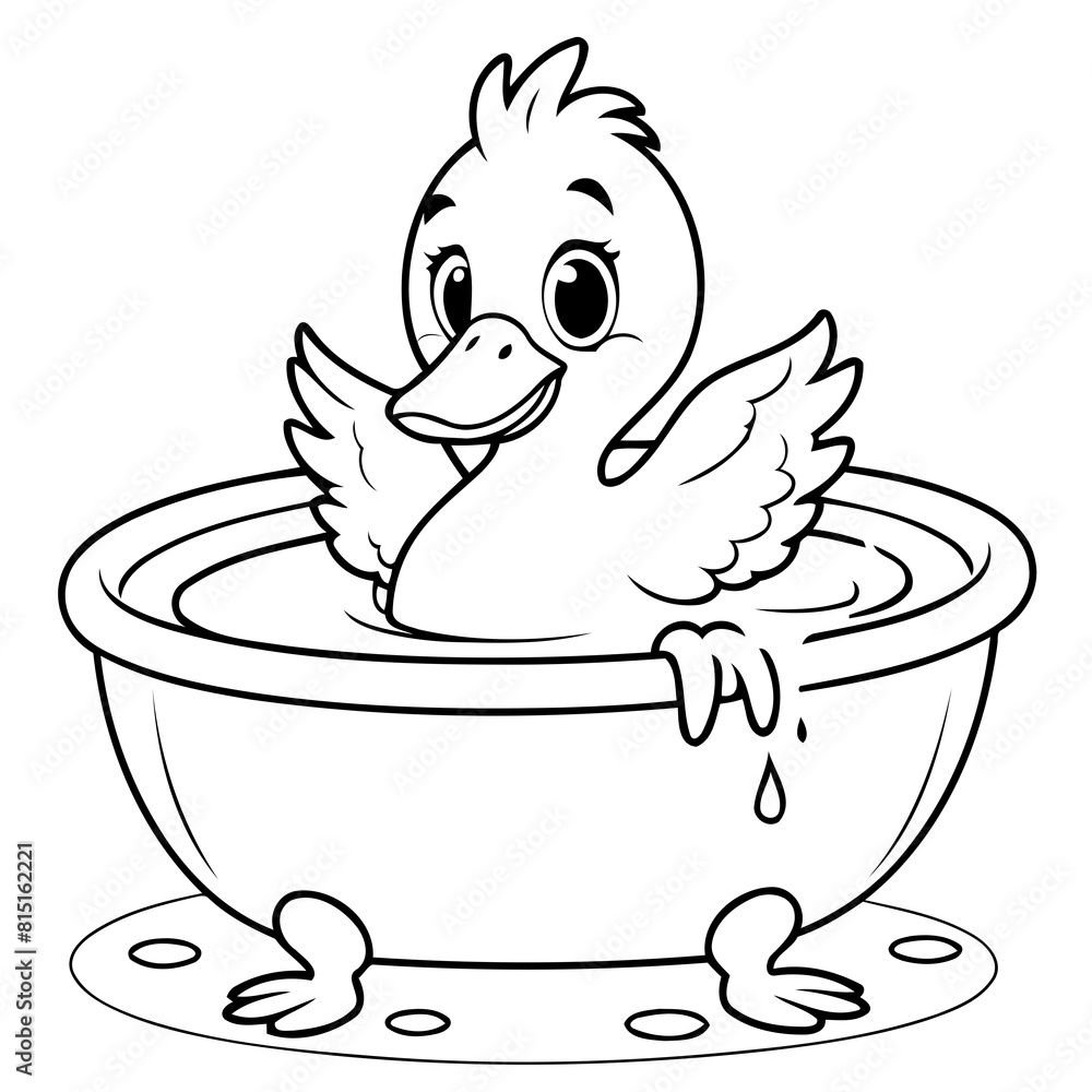 Vector illustration of a cute Pelican doodle for toddlers coloring activity