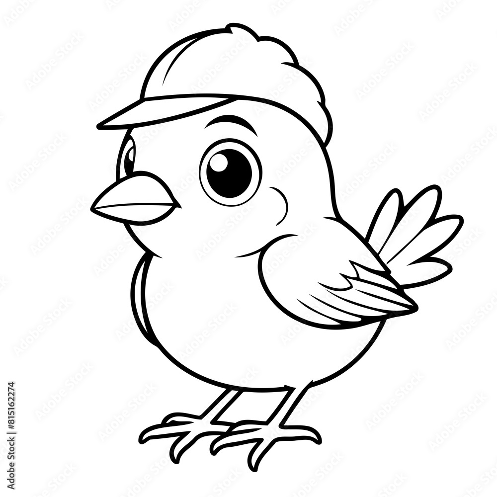 Obraz premium Simple vector illustration of Sparrow drawing for toddlers coloring activity