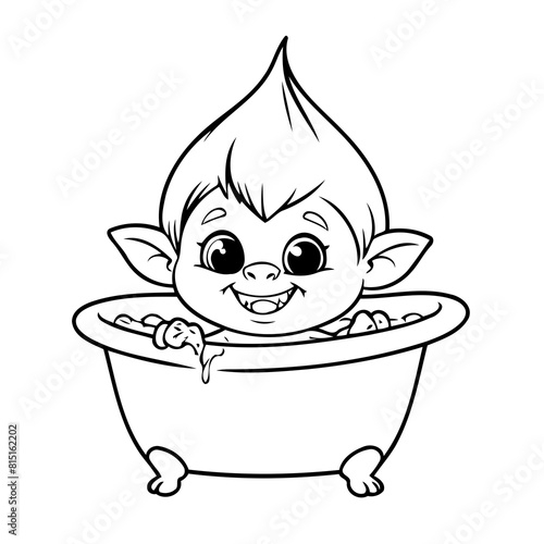 Vector illustration of a cute Troll drawing for toddlers book