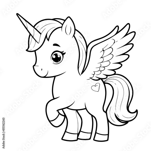Simple vector illustration of Pegasus outline for colouring page