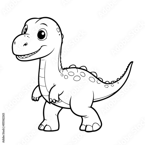 Vector illustration of a cute Diplodocus drawing for kids colouring page