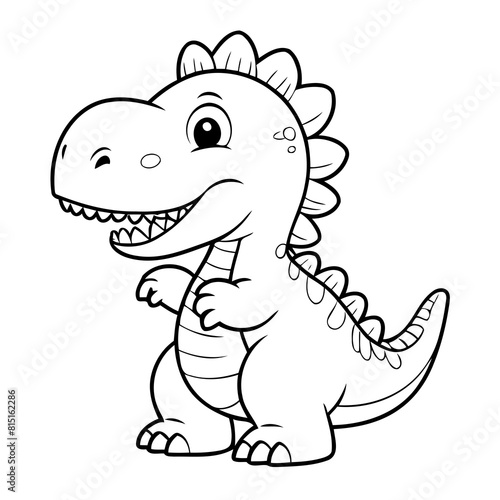 Cute vector illustration Spinosaurus for kids colouring worksheet © meastudios