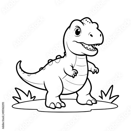 Vector illustration of a cute Tyrannosaurus drawing for kids colouring activity