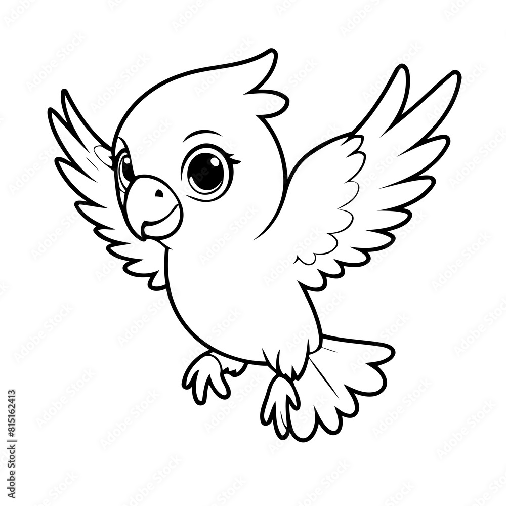 Vector illustration of a cute Macaw doodle for kids coloring worksheet Vector illustration of a cute Macaw doodle for kids coloring worksheet