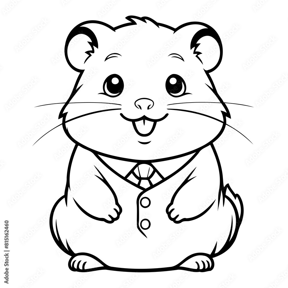 Fototapeta premium Simple vector illustration of Hamster for kids coloring page