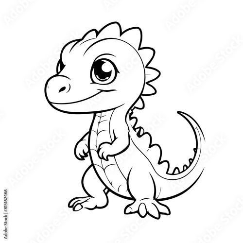 Simple vector illustration of Lizard outline for colouring page © meastudios