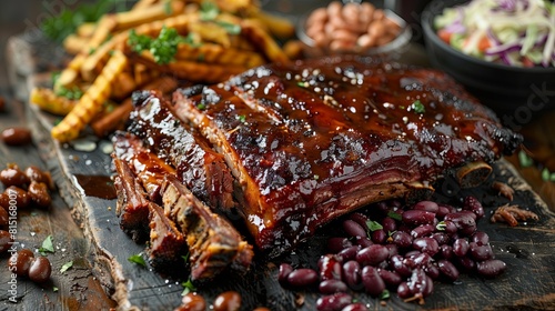 Kansas City Barbecue Feast: Ribs, Pulled Pork, Brisket, Beans, Coleslaw, Cornbread