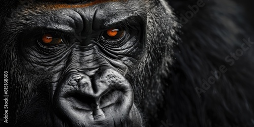 Mammal Portrait: Face of an Endangered Lowland Gorilla in the Wild photo