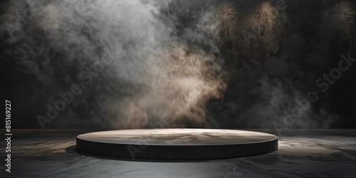 dark stone podium with smoke for product presentation
