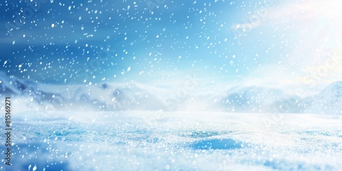 Snowing. Winter Wonderland. A White Powder Snow Scene with Blue Sky Background for Christmas