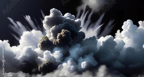 Szara eksplozja „Spring Burst”. dynamiczna i odświeżająca atmosfera dzieła sztuki, dym