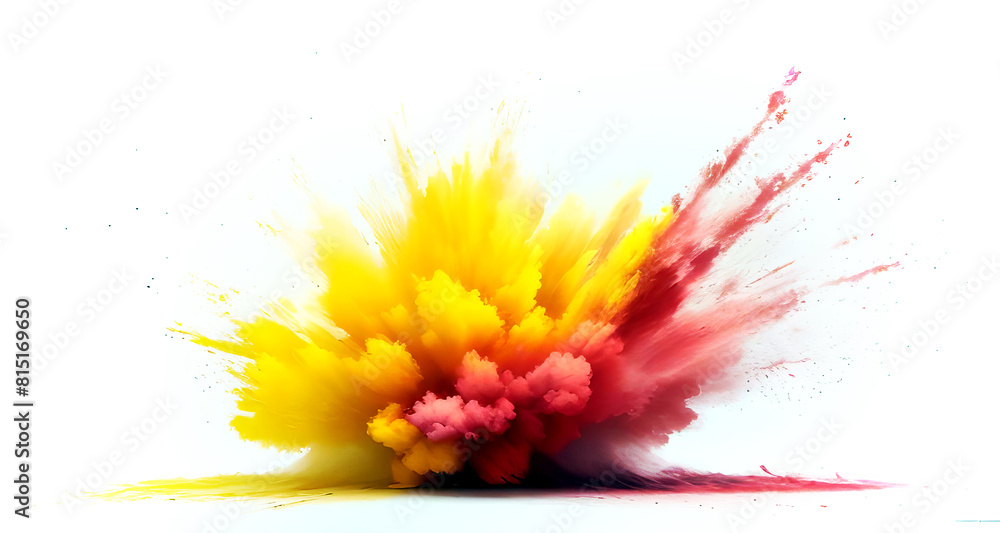 Czerwono żółta eksplozja  „Spring Burst”. dynamiczna i odświeżająca atmosfera dzieła sztuki, dym