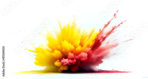 Czerwono żółta eksplozja „Spring Burst”. dynamiczna i odświeżająca atmosfera dzieła sztuki, dym