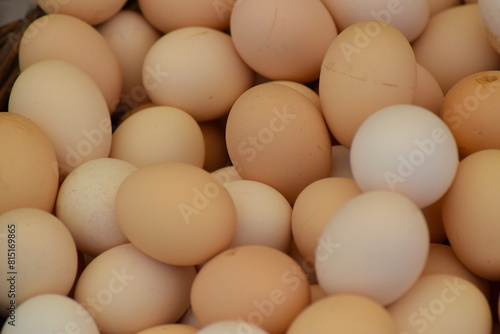Natural village eggs sold in the market