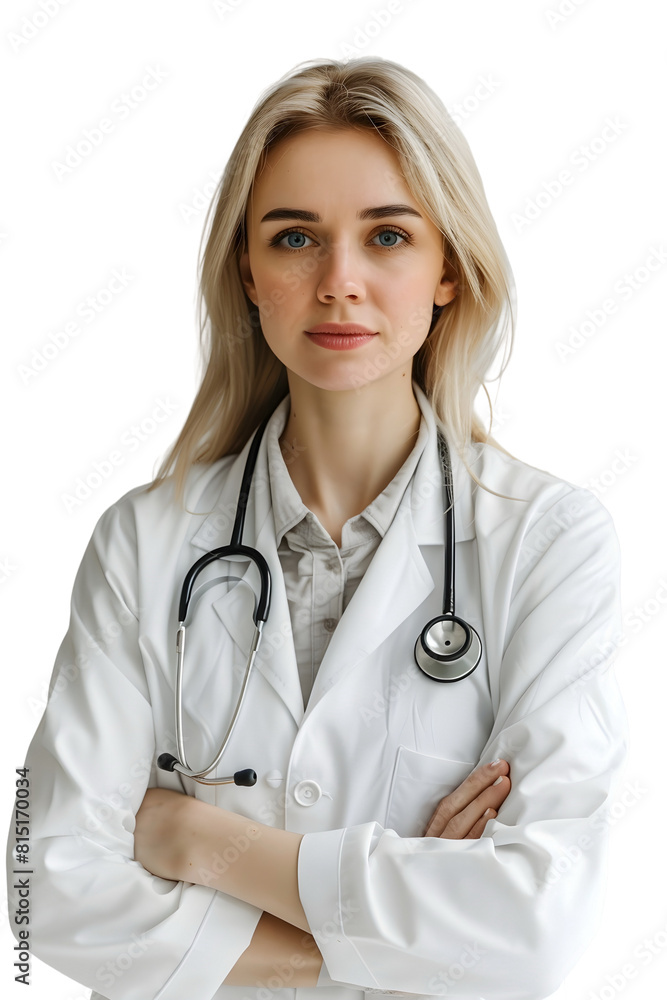 Portrait of a female doctor on a transparent background Portrait of a female doctor on a transparent background