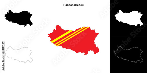 Handan blank outline map set photo