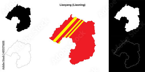 Liaoyang blank outline map set