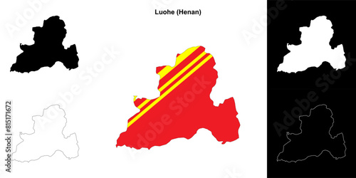 Luohe blank outline map set photo